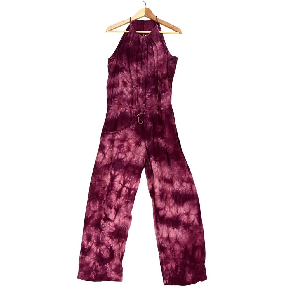 Cloth & Stone Jumpsuit Womens Medium Purple Tie Dye Halter Neck Wide Leg